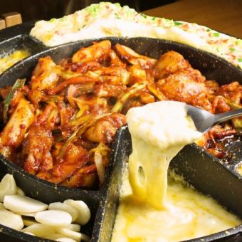 [Very popular in Shinbashi!!★Cheese dakgalbi course] 7 types of 9 types including sundubu + 2 hours all-you-can-drink included ⇒ 4000 yen