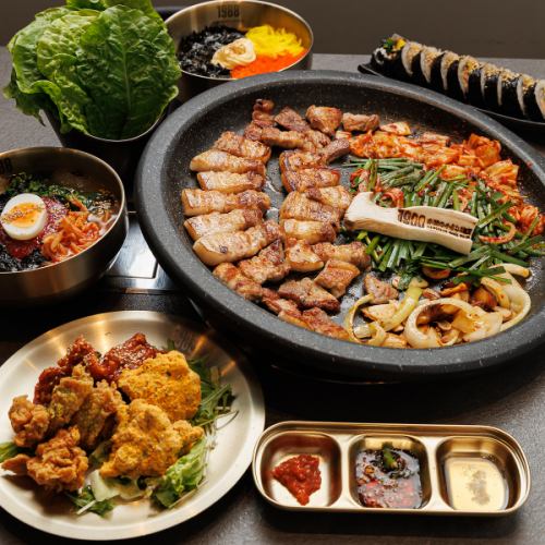 【旨味×肉厚の喜び】厚切りサムギョプサル◆店員が焼くジューシーな逸品！野菜で包んでサッパリ＆ヘルシー