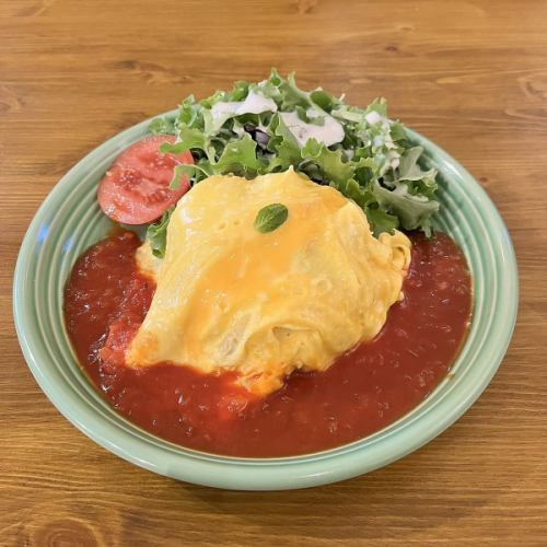 Sun omelet rice tomato sauce