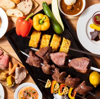 [90 minutes → 120 minutes! Weekday lunch] All-you-can-eat churrasco, food, and sweets (soft drinks included) 3,900 yen