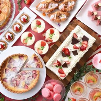 【平日ランチ/苺！very！more！】ランチ&スイーツビュッフェ　牛肉の鉄板焼き、いちごスイーツ等