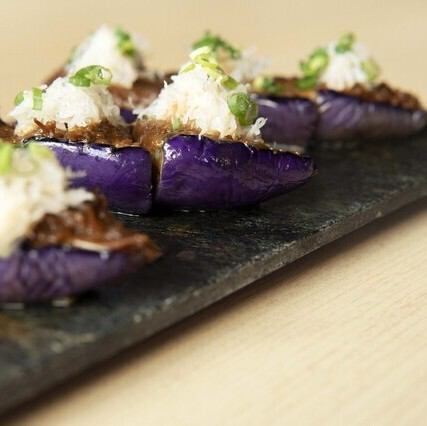 紅ずわい蟹の蟹味噌茄子田楽