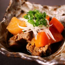 Softly stewed beef tongue