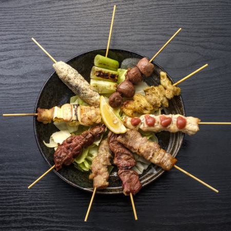 ◇焼き鳥×肉尽くしコース◇肉好き必見!!2.5時間飲み放題8品4,500円 生ビール付きプラン!!