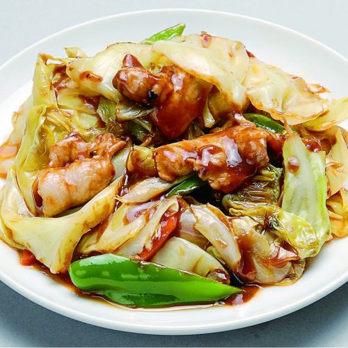 Stir-fried Sichuan-style pork and cabbage with spicy miso