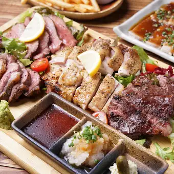 【5,500円コース】炭火焼4種盛りや炙り肉寿司など2.5時間11品