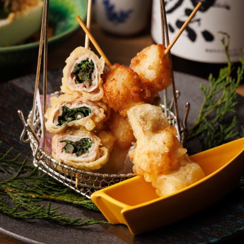 Assortment of 3 kinds of skewers of tempura