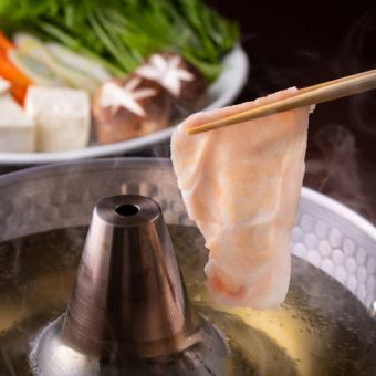 Shabu-shabu with Echigo Mochi Pork and Seasoned Vegetables - Served with Chicken Broth -