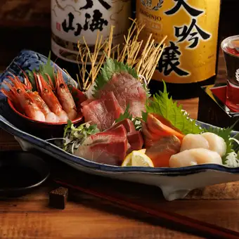 本日の鮮魚5点盛り -雲丹醤油で味わう-