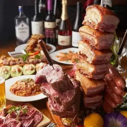 『肉宴コース』炭火シュラスコ食べ放題&肉料理満喫 全8品◆2.5H食べ飲み放題付 5500円⇒4300円