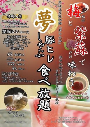 [Limited Time Offer] Enjoy Yume no Daichi Fillet with Plum Dashi and Shiso Sauce - All-You-Can-Eat Course (90 minutes)