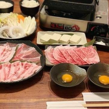 Agu & Japanese black beef sukiyaki set (price per person)