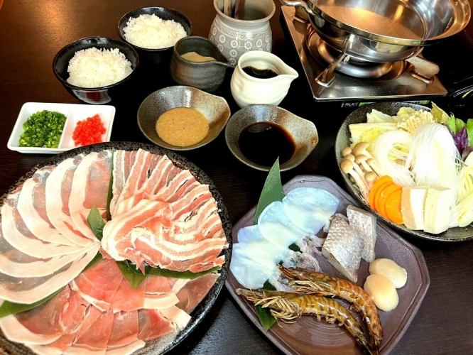 [Shabu-shabu set] Agu & special seafood shabu-shabu set 1 serving 4,380 yen (tax included)