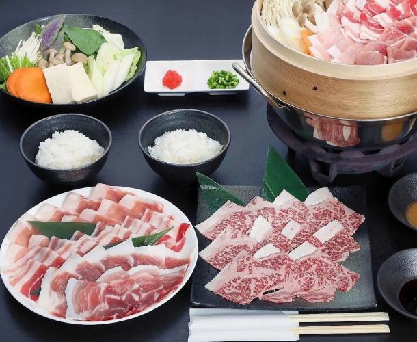 [Steamed bamboo steamer set] Agu & domestic Japanese black beef steamer set 1 serving 5,280 yen (tax included)