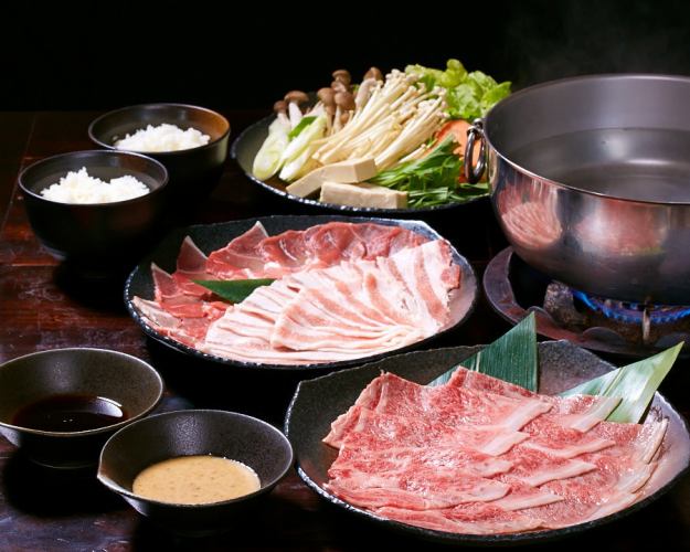 [Advance reservations only! ♪ 120 minutes of all-you-can-drink!] Agu & Kuroge Wagyu beef shabu-shabu banquet course [II]