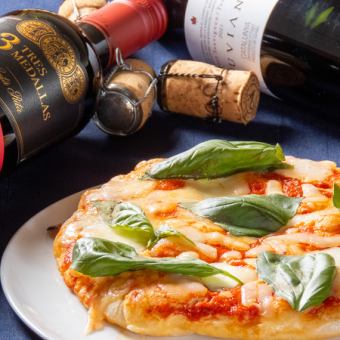 【お気軽に】コスパ◎ピザ・パスタ・チキン＆ポテト・デザート付全5品90飲み放題2980円