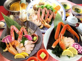 蟹肉寿喜火锅怀石【百合】（共8道菜品）5,600日元（含税）*照片为2份