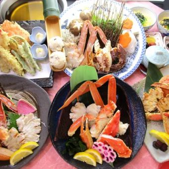 人气菜单！！螃蟹寿喜烧火锅怀石【花崎】（共11道菜品）10,000日元（含税）*照片为2人份