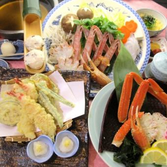 蟹肉寿喜火锅怀石【弥生】（共8道菜品）4,800日元（含税）*照片为2人份