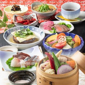 蔬菜享受套餐：9道菜品、90分钟无限畅饮、含税6,000日元