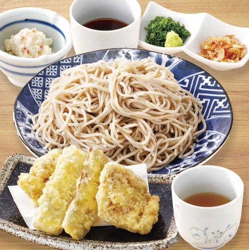 ざる蕎麦と鶏天定食