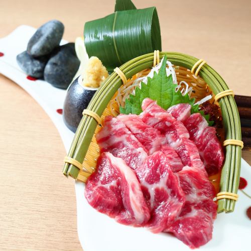 Specially selected marbled horse meat sashimi