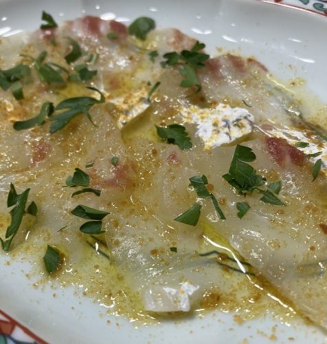 鯛とカラスミのカルパッチョ