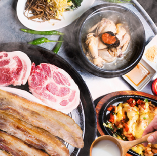 【韓国料理満喫コース】サムギョプサル&韓国チキンが楽しめる全9品!2H飲み放題付5000円(税込)