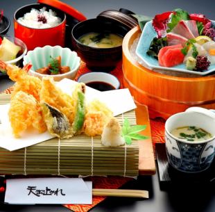 Sashimi and tempura set meal