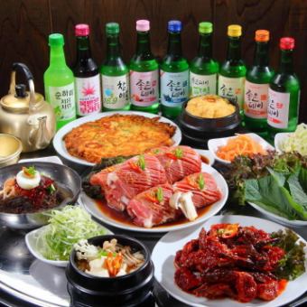 [All-you-can-eat + Birthday set] "All-you-can-eat kalbi course 50 items + meat cake + soju with name"