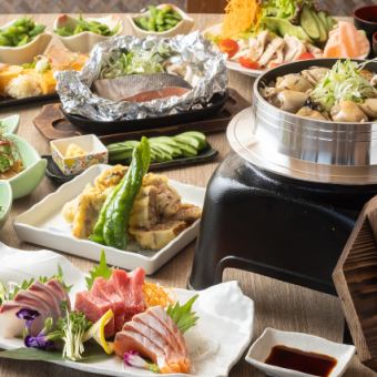【かきと九条ねぎの釜めしコース】飲み放題付き◎釜めしなど全9品《4980円(税込)》