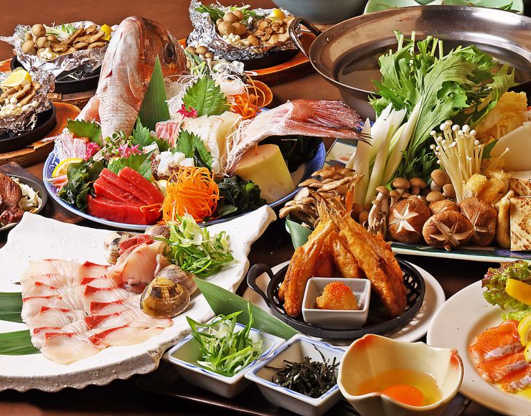 Hotpot for cold nights ★ All-you-can-drink included >> Enjoy seafood with a yellowtail shabu-shabu course or an all-you-can-eat beef shabu-shabu course ◆ 5,000-6,000 yen (tax included)