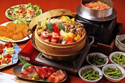 ◆Weekend◆ Fun and lively all-you-can-drink course for 5000 yen (tax included)! 7 dishes including crab and shredded egg rice, thick-cut seafood, and more!