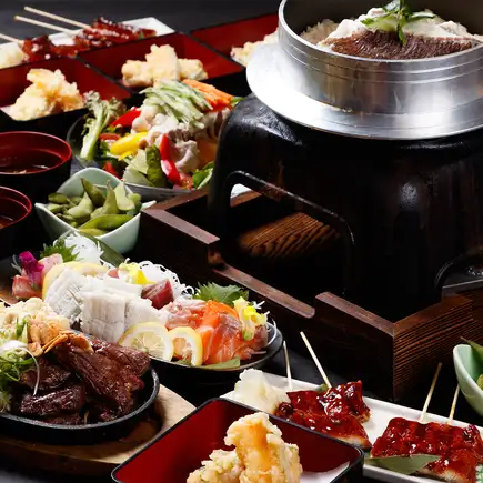 [Up to 3 hours of all-you-can-drink!] Heso Banquet ~Bamboo~ Includes sea bream rice cooked in a pot ◆8 dishes including beef skirt steak◆ 5780 yen (tax included)