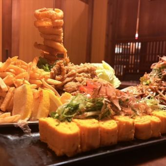 [Calling all young people! All-you-can-eat course!] 6 dishes including rolled omelet, fried chicken, onion rings, and more!