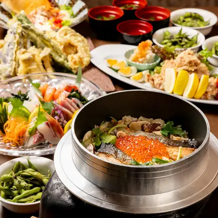 【週末もお得に2時間飲み放題！】旬魚5種×松茸釜めし！秋のご馳走満喫コース◆4980円