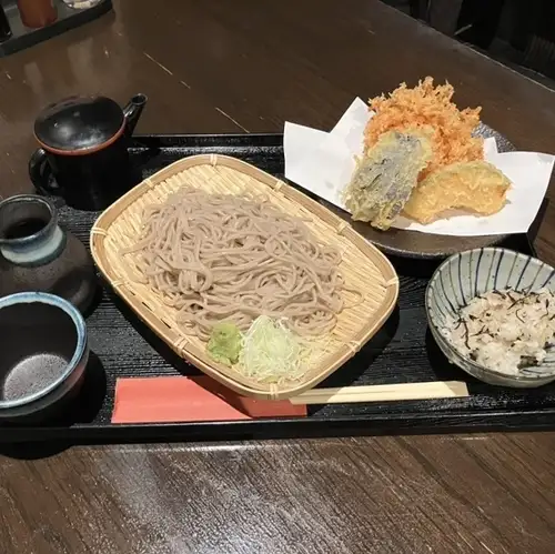 蕎麦セット　天せいろ(冷) ※桜海老のかき揚げ付き