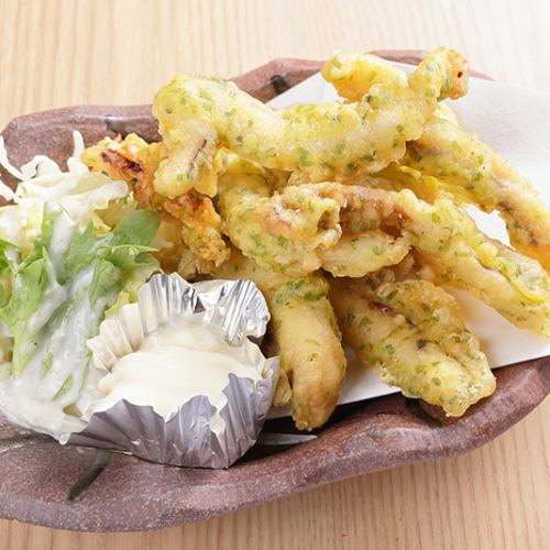 Squid tempura Isobe fried/Crispy cheese fries each