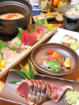 [Private room guaranteed] For banquets ◎ Most popular course...Chawanmushi/Salted bonito tataki/Seafood pot rice, etc. [10 items] 5,000 yen + tax