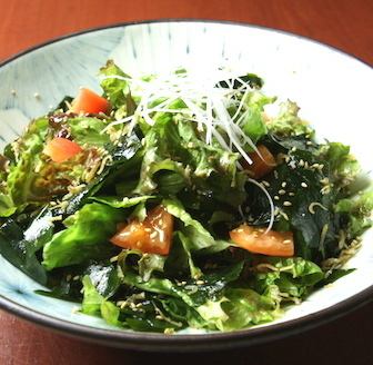 Choregi Salad with Fried Mantis Shrimp and Seaweed