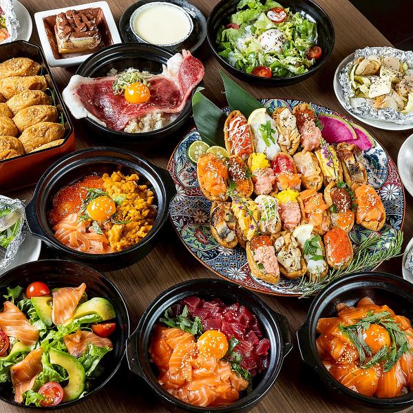 【見て楽しい食べて嬉しい】話題の海鮮いなり◆彩り豊かな贅沢を食べ放題で満喫