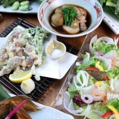 【おまかせコース】先付,お造り,焼物,煮物,揚物,北海道産二八蕎麦などお手頃なコース♪