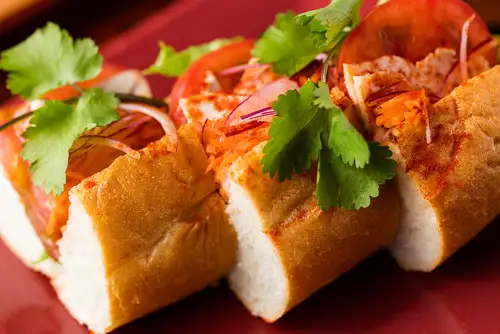 Vietnamese baguette sandwich "Banh Mi Thit"