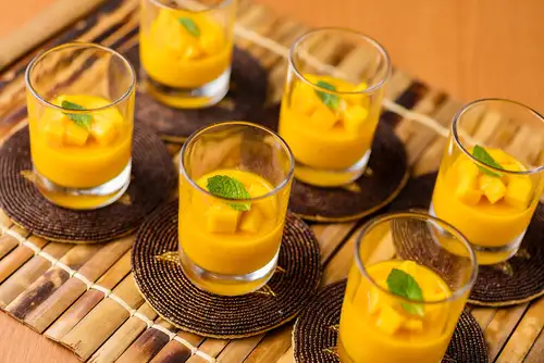 Mango pudding, a Chinese-style Western dessert originating in Hong Kong.