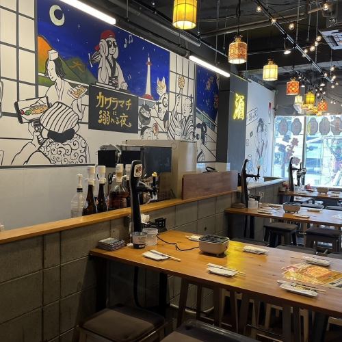 The cute interior is perfect for girls' gatherings and banquets in Kawaramachi♪