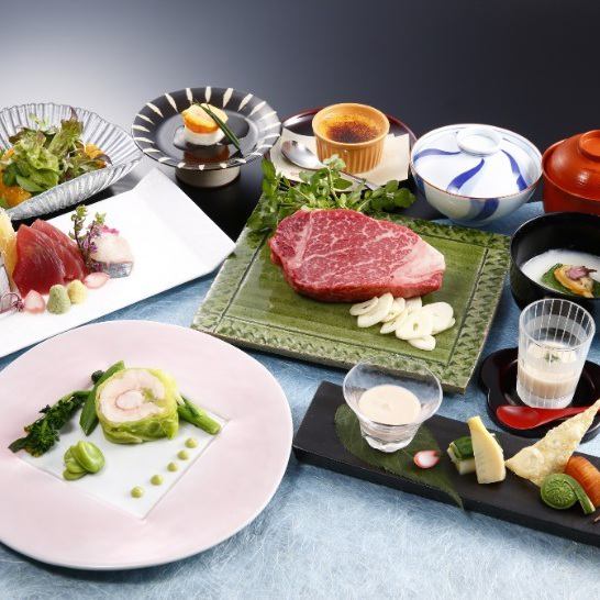 [Seasonal dinner] 9 dishes of "seasonal course" where you can enjoy colorful seasonal ingredients and domestic sirloin at the same time