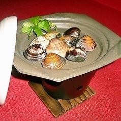 Clams steamed in sake