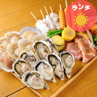 【昼から豪快BBQ】2時間飲み放題＆カラオケ歌い放題付き！海鮮BBQプレート