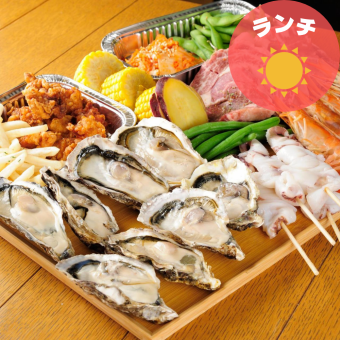 【ランチでお得にBBQ】2時間飲み放題＆カラオケ歌い放題付き♪天プレート