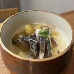 炙り〆鯖と焼き茄子のお浸し